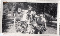 A group of six Arden Shore boys with baseball mitts